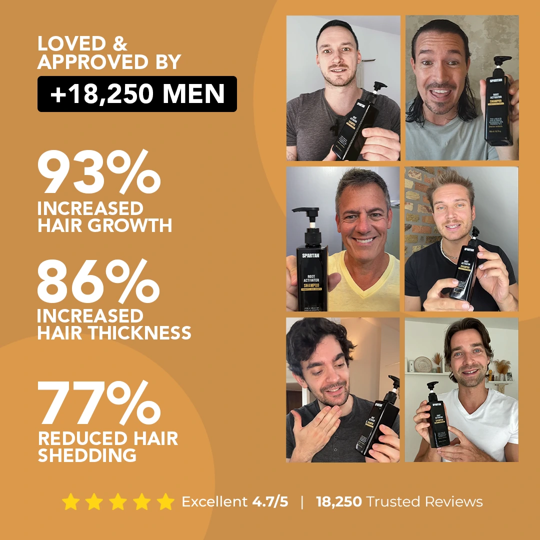 Spartan Root Activator Shampoo for men's thinning hair and scalp care